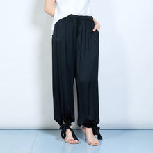 Load image into Gallery viewer, Tie-hem Balloon drawstring pants in Black