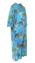 Load image into Gallery viewer, Lunch With Leopards Blue Kaftan Dress