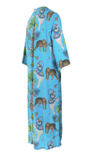 Load image into Gallery viewer, Lunch With Leopards Blue Kaftan Dress