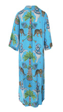 Load image into Gallery viewer, Lunch With Leopards Blue Kaftan Dress