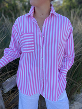Load image into Gallery viewer, Kaia Candy Stripe Boyfriend Shirt