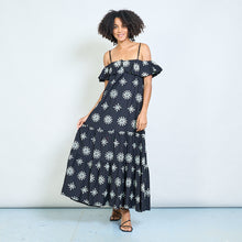 Load image into Gallery viewer, Floral Ruffle Sleeve Dress in Black