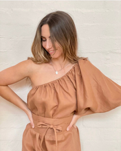 Load image into Gallery viewer, Linen One Shoulder Dress with Belts