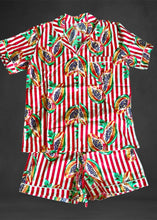 Load image into Gallery viewer, Red White Papaya Cotton Block Print Pyjamas Shorts Set