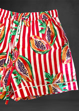 Load image into Gallery viewer, Red White Papaya Cotton Block Print Pyjamas Shorts Set