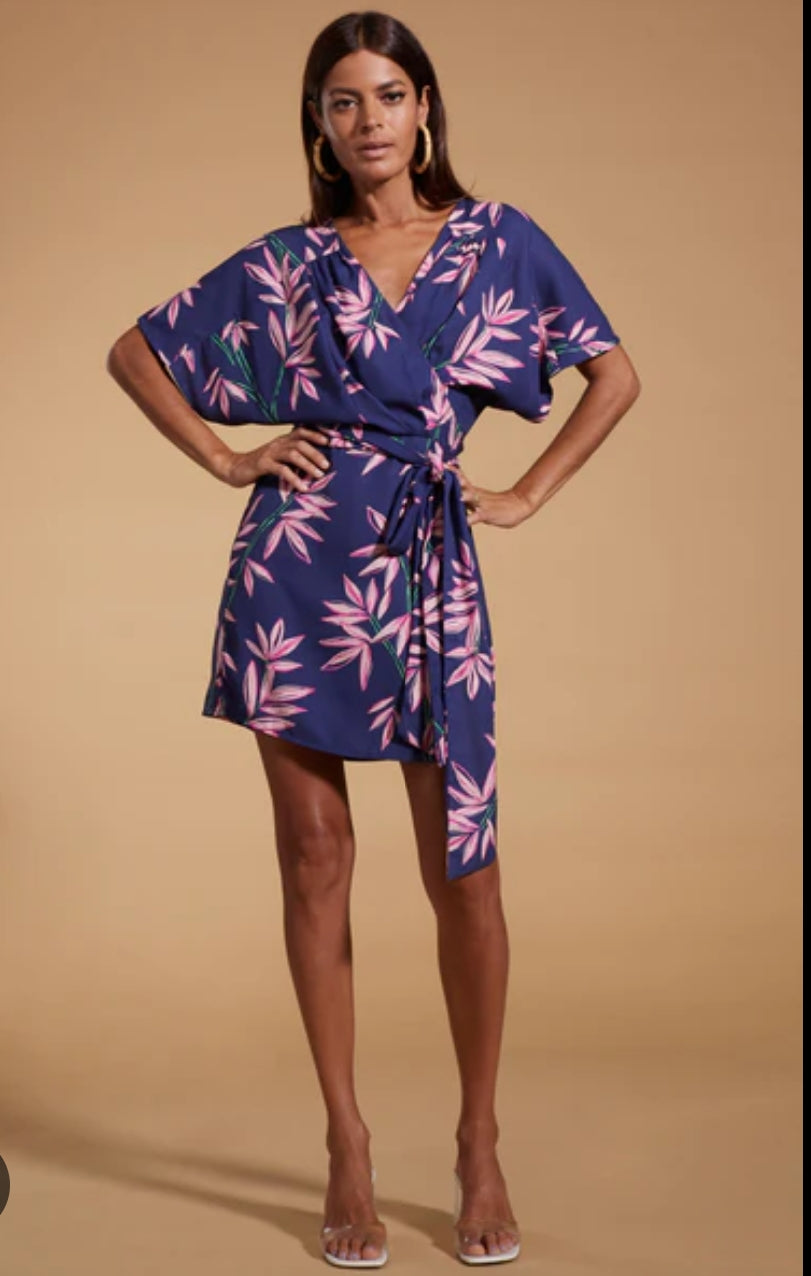 Kansas Mini Wrap dress in Bamboo Navy