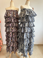 Load image into Gallery viewer, Strapless Tiered Maxi Dress in Snake Print