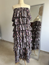 Load image into Gallery viewer, Strapless Tiered Maxi Dress in Snake Print
