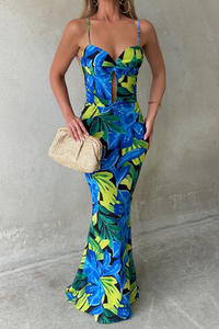 Marlini Maxi Dress in Blue Floral