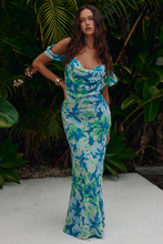 Load image into Gallery viewer, Longina Maxi Dress in Green Floral