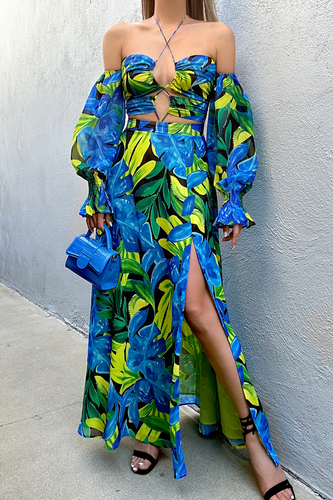 Karma Maxi Dress in Blue Floral
