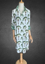 Load image into Gallery viewer, Amalfi Cotton Shirt Dress Green Palm Tree