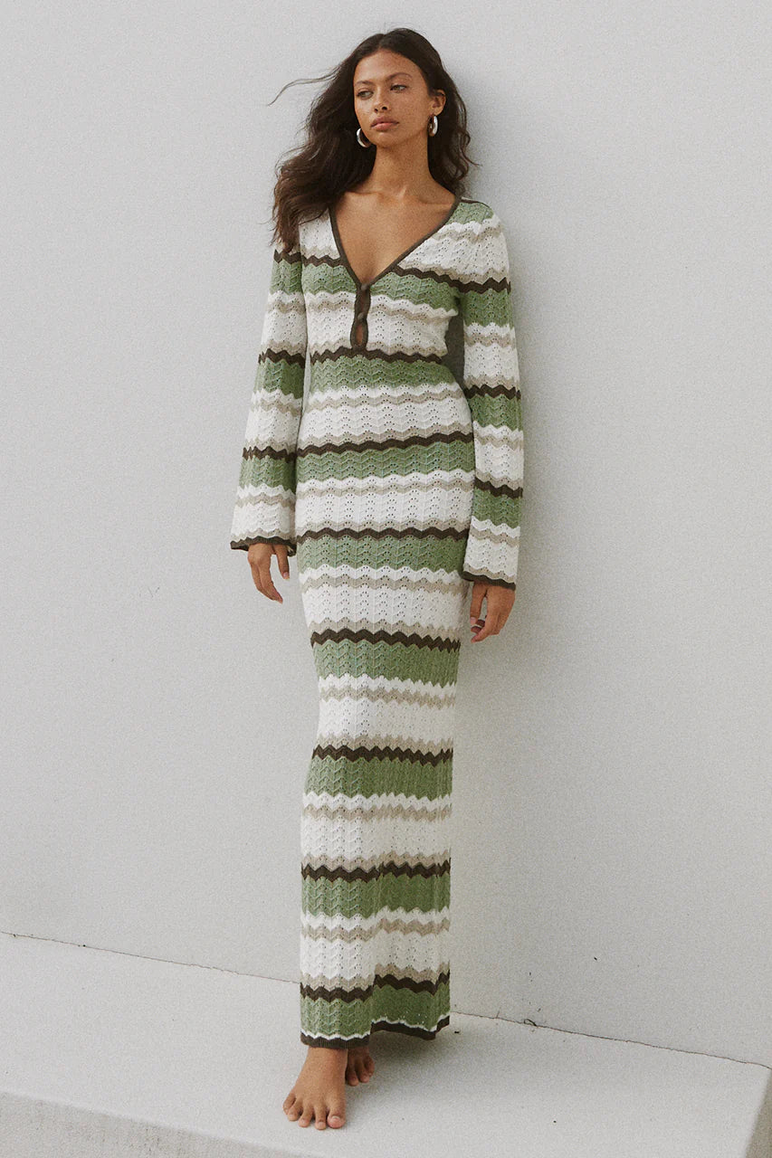 Caprice Maxi Dress in Green Combo