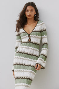Caprice Maxi Dress in Green Combo