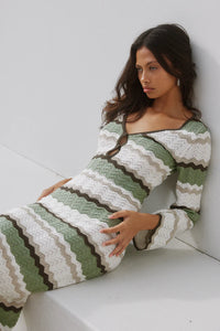 Caprice Maxi Dress in Green Combo