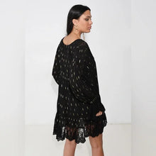 Load image into Gallery viewer, Katia Black Lace Trim Dress with Gold Detail