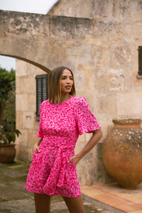 Merlin Playsuit in Pink Leaf