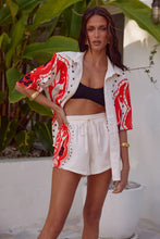 Load image into Gallery viewer, Western Shirt in Sand and Jaffa Coral Red