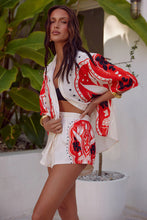Load image into Gallery viewer, Western Shirt in Sand and Jaffa Coral Red