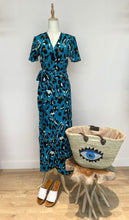 Load image into Gallery viewer, Cleo Maxi Dress in Teal Leopard