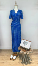 Load image into Gallery viewer, Cleo Maxi Dress in Blue Polka