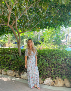 Cleo Maxi Dress in Sage Tropical