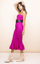 Load image into Gallery viewer, Luiza Sheering Dress in Magenta