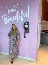 Load image into Gallery viewer, Cheryl Midi Dress in Purple Snake