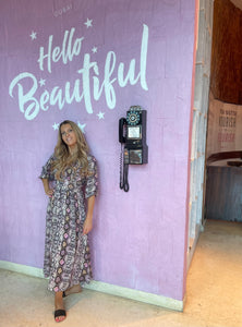 Cheryl Midi Dress in Purple Snake
