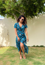 Load image into Gallery viewer, Cleo Maxi Dress in Teal Leopard