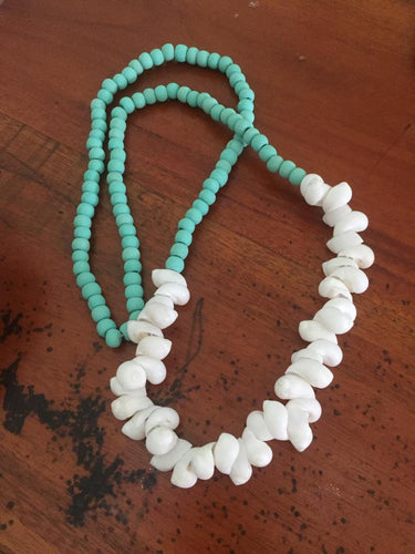 Chunky Shell Necklace in Aqua