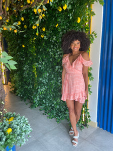 Leah Dress in Peach Palm
