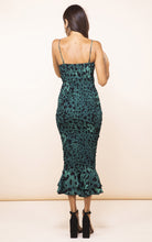 Load image into Gallery viewer, Luiza Sheering Dress in Green Leopard