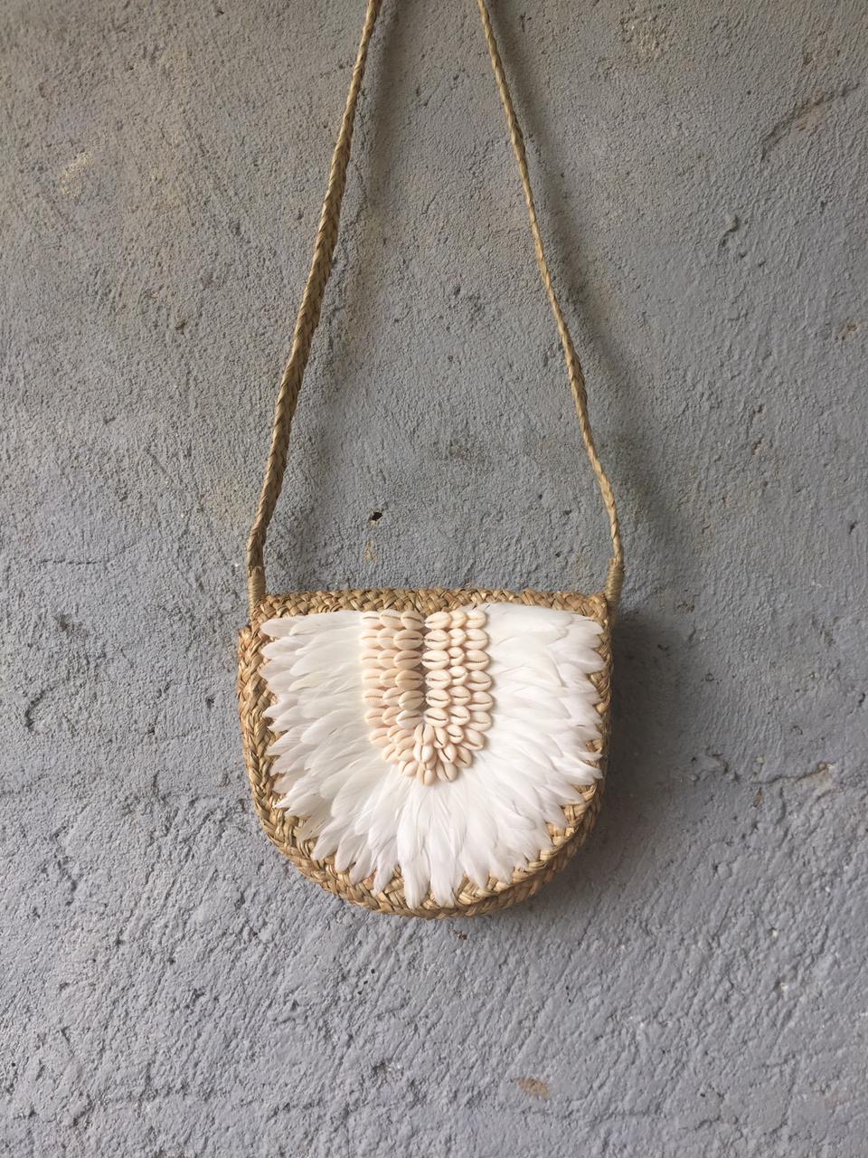 Feather and Shell Shoulder Bag