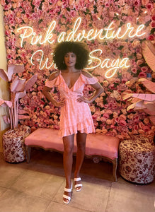 Leah Dress in Peach Palm