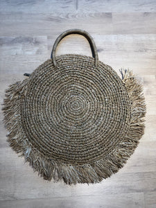 Beige Round Fringed Bag