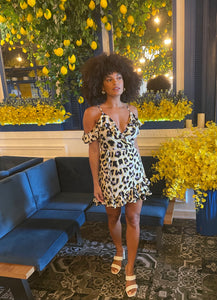 Leah Dress in Lemon Leopard
