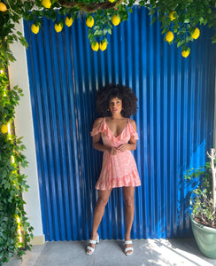Leah Dress in Peach Palm