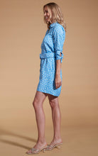 Load image into Gallery viewer, Jonah Mini Shirt Dress in Abstract White on Blue