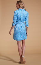 Load image into Gallery viewer, Jonah Mini Shirt Dress in Abstract White on Blue