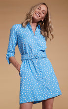 Load image into Gallery viewer, Jonah Mini Shirt Dress in Abstract White on Blue
