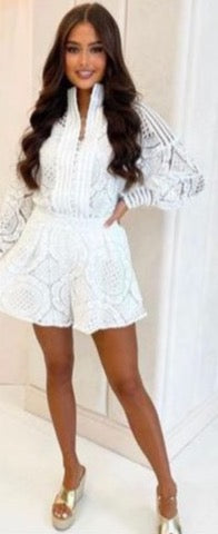 Lace Detail Shorts in White