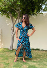 Load image into Gallery viewer, Cleo Maxi Dress in Teal Leopard