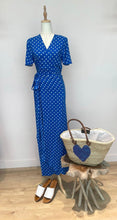 Load image into Gallery viewer, Cleo Maxi Dress in Blue Polka