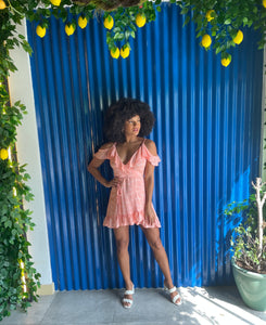 Leah Dress in Peach Palm
