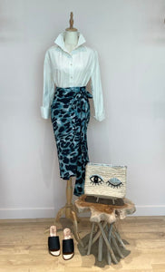 Jennie Wrap Skirt in Sage Leopard