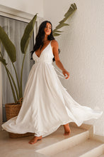 Load image into Gallery viewer, Ios Deep Neck Maxi Dress in White