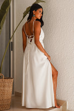 Load image into Gallery viewer, Ios Deep Neck Maxi Dress in White