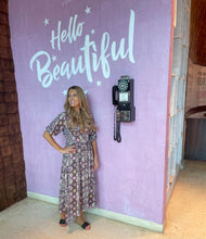 Load image into Gallery viewer, Cheryl Midi Dress in Purple Snake