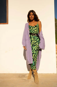 Sienna Midaxi Dress in Lime Leopard